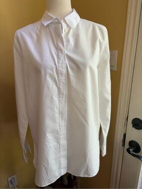 COS White Long-Sleeve Button-Up Shirt. Size 8. 100% cotton